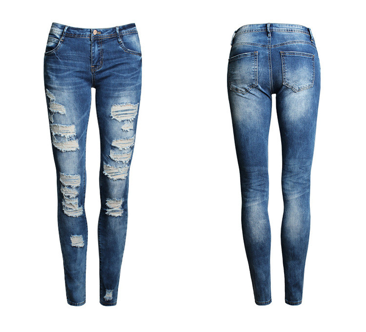 Women's Skinny Waist Ripped Jeans - Image 5