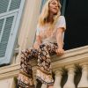 Flared Women's Hippie Pants in Floral Print