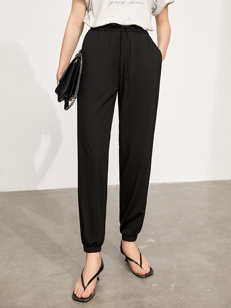 Women's Causal Solid Elastic Waist Loose Joggers - Image 5