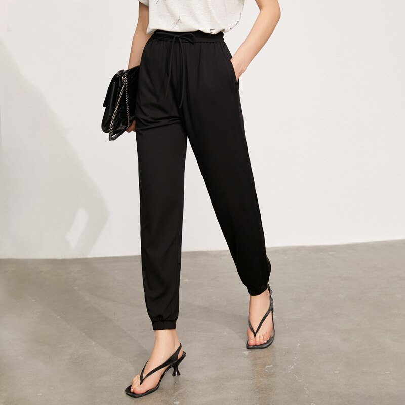 Women's Causal Solid Elastic Waist Loose Joggers