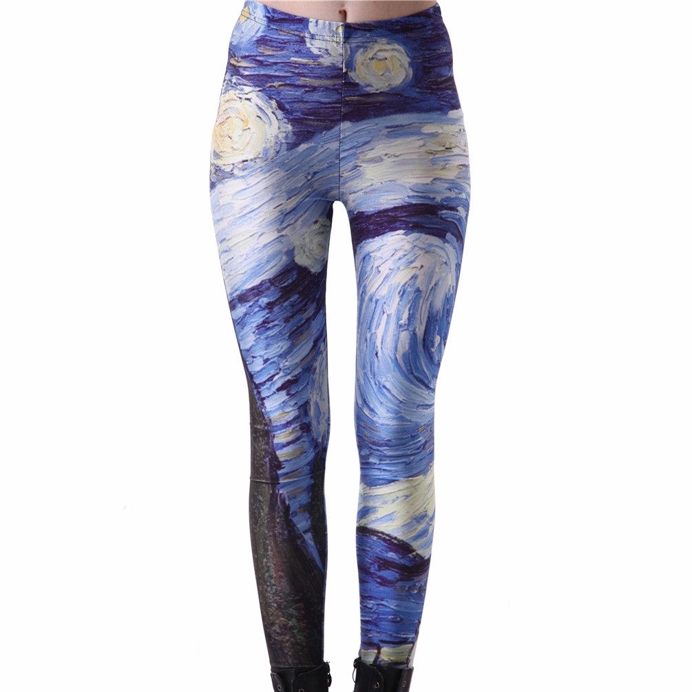 Women's Starry Night Printed Leggings - Image 2