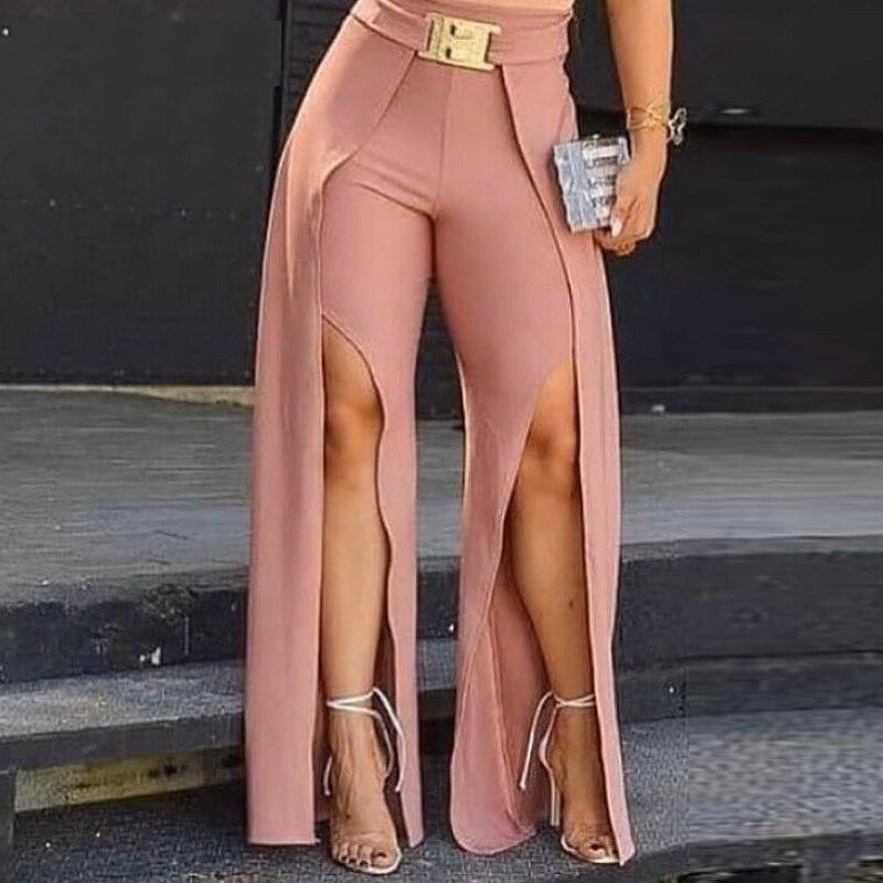 Women's Pastel Pink Slit Pants