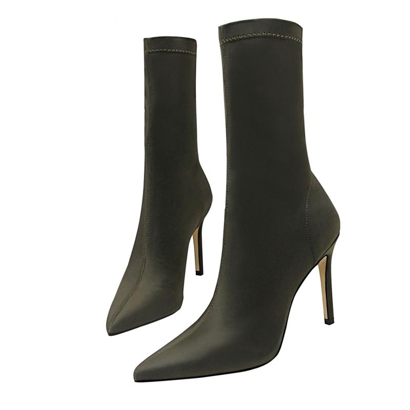 Women's High Heel Elastic Winter Boots - Image 5