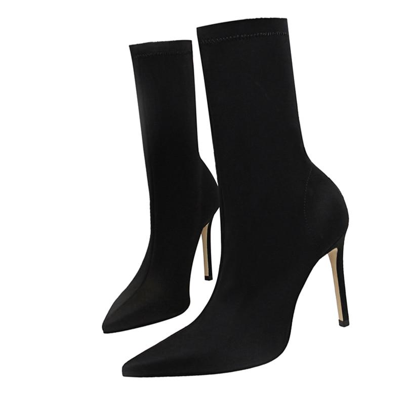 Women's High Heel Elastic Winter Boots - Image 4