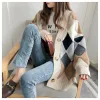 Women's Loose Plaid V-Neck Cardigan