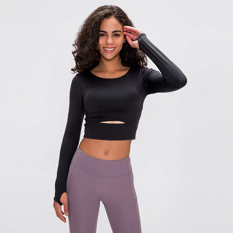 Women's Cut Out Detail Crop Long Sleeve - Image 2