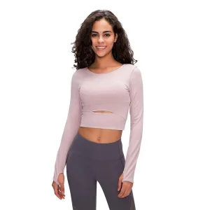 Women's Cut Out Detail Crop Long Sleeve