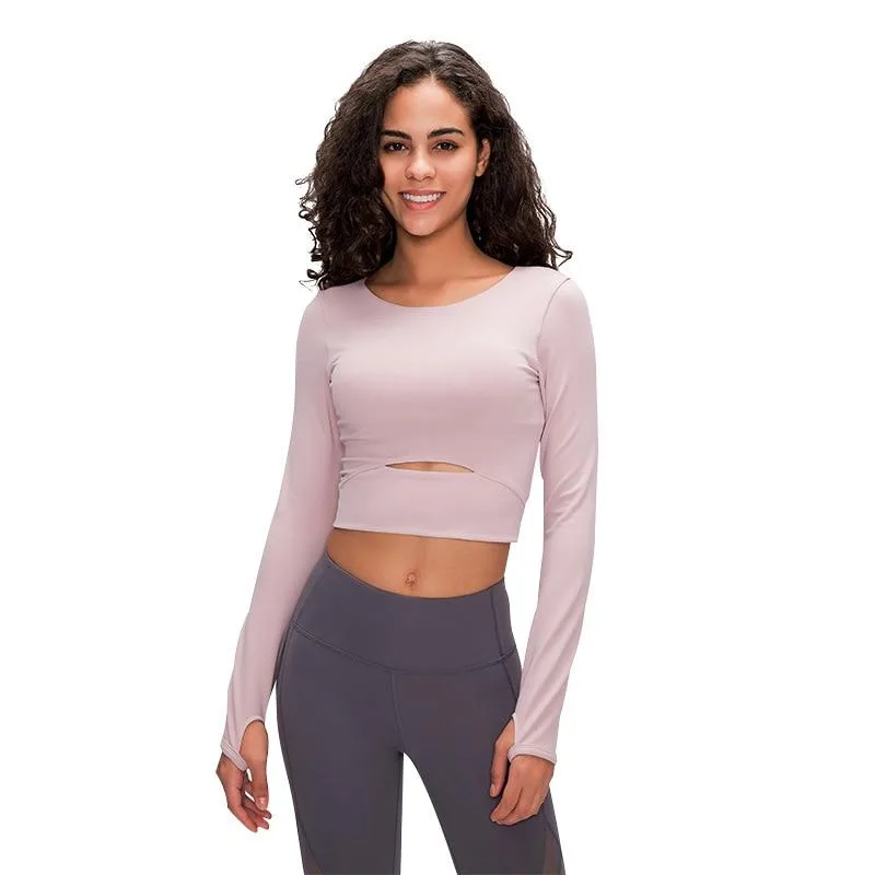 Women's Cut Out Detail Crop Long Sleeve