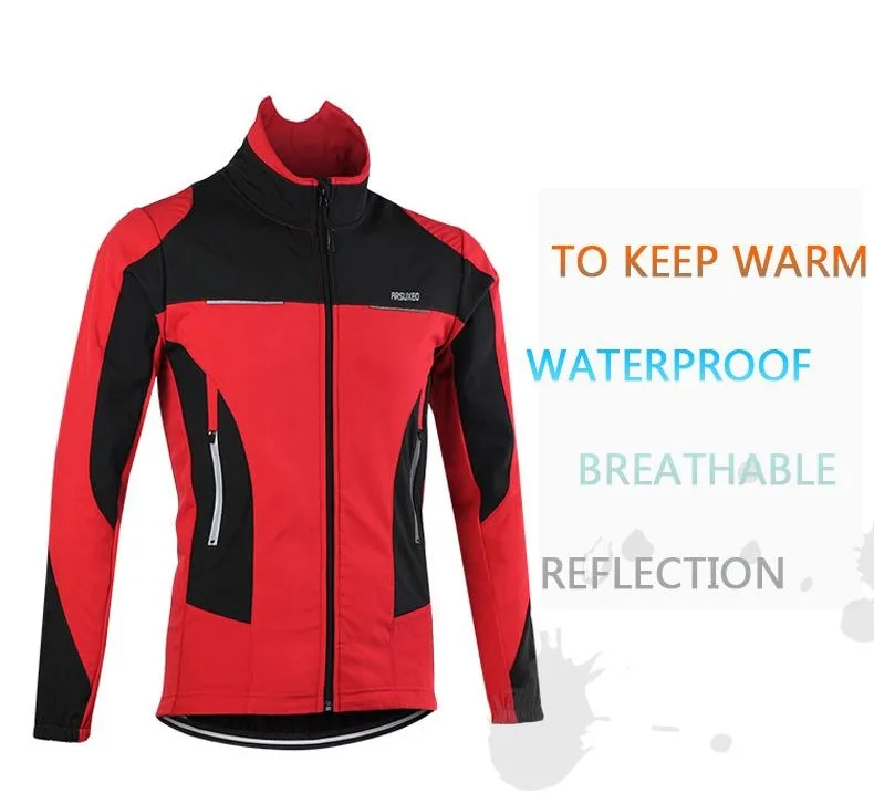 Windproof Men's Thermal Fleece Cycling Jacket - Image 4