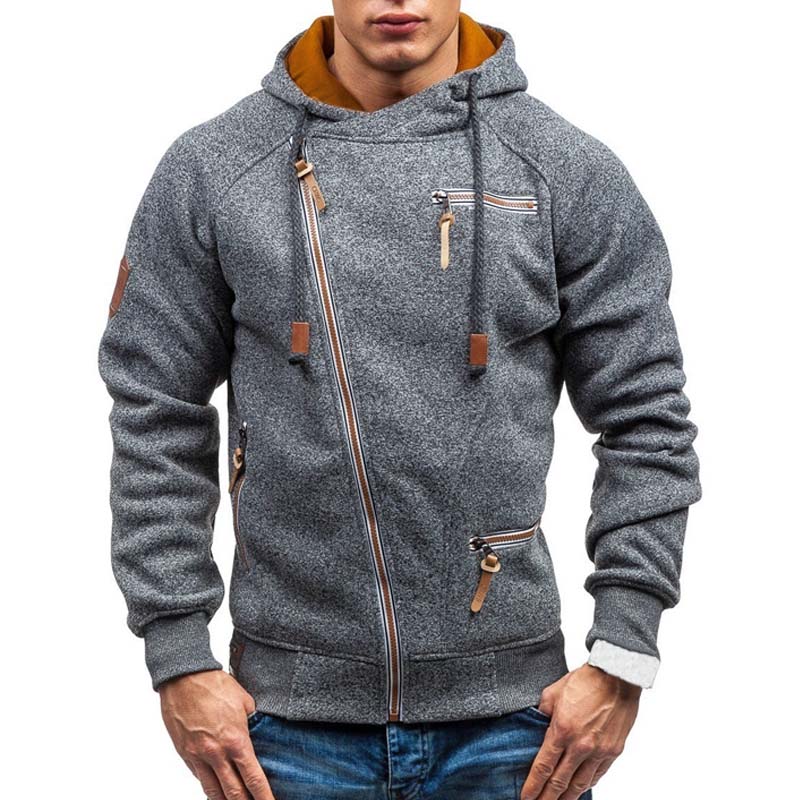 Men's Solid Hoodie with Zipper - Image 3