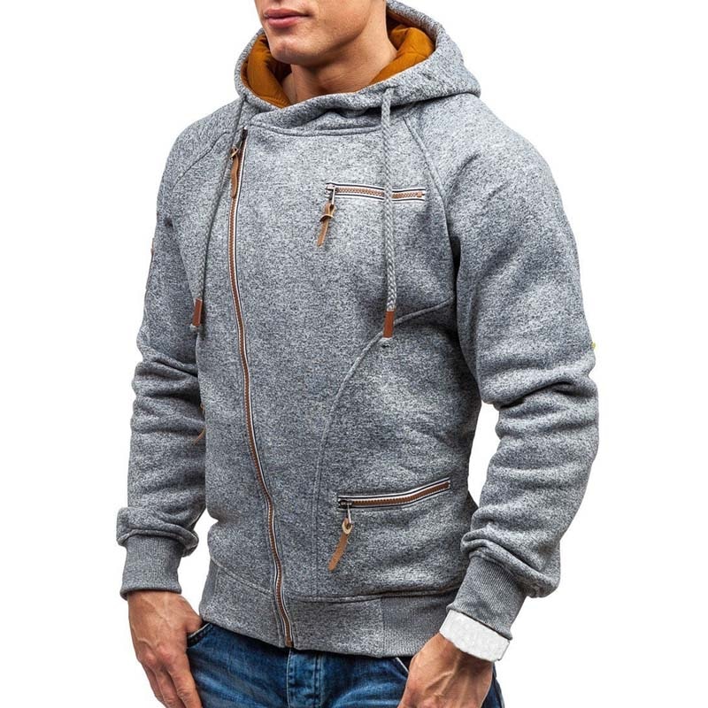 Men's Solid Hoodie with Zipper - Image 4