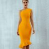 One Shoulder Women's Bodycon Dress with Ruffles
