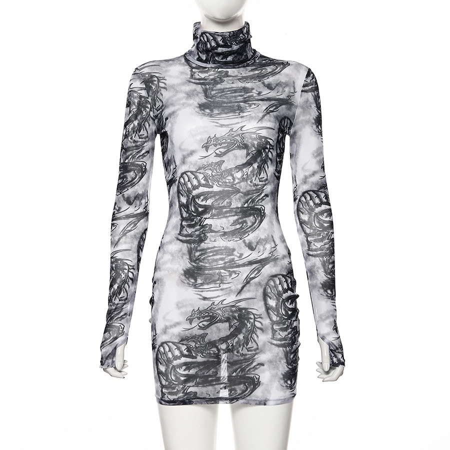 Women's Long Sleeve Turtleneck Dress - Image 3